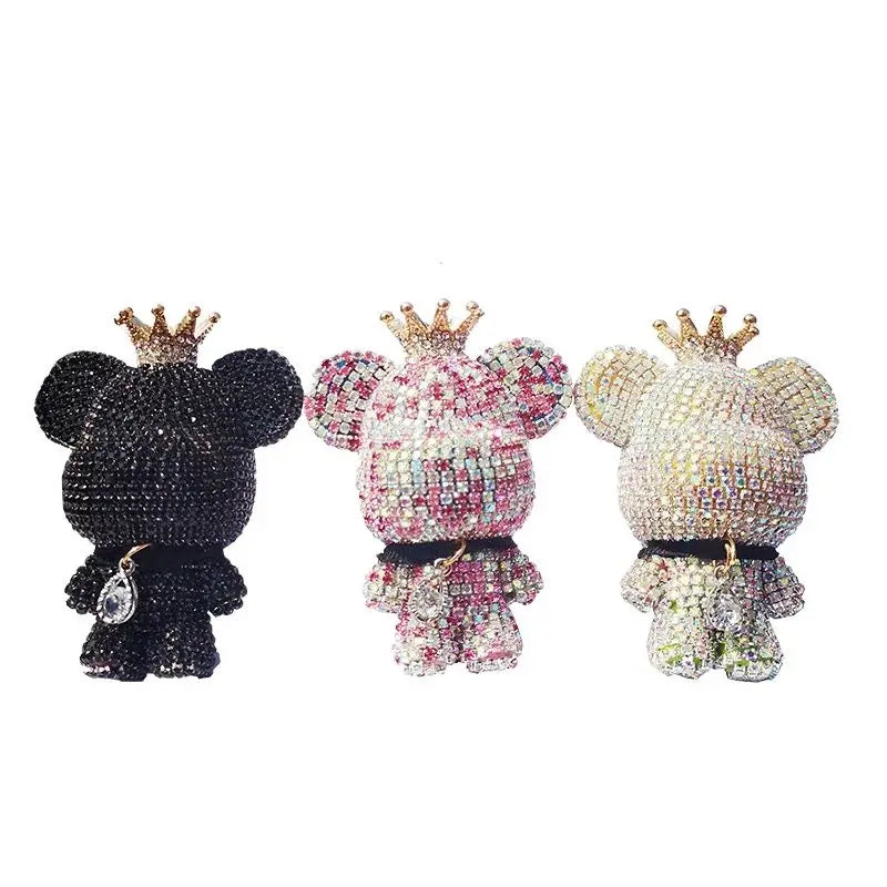 Aromatherapy Car Air Freshener - Creative Crown Diamond Bear Design for Lasting Fragrance and Interior Conditioning